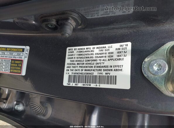7FARW2H82JE069422 2018 HONDA CR-V Gray Շարժիչի բաժամունքի տեսք