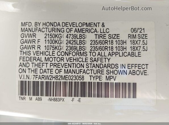 7FARW2H82ME023058 2021 HONDA CR-V  
