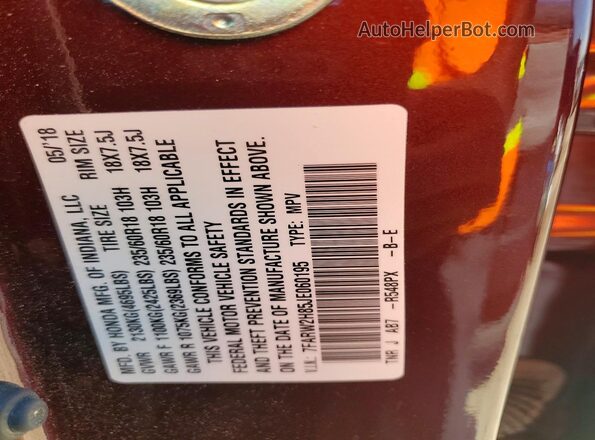 7FARW2H85JE060195 2018 HONDA CR-V Burgundy 