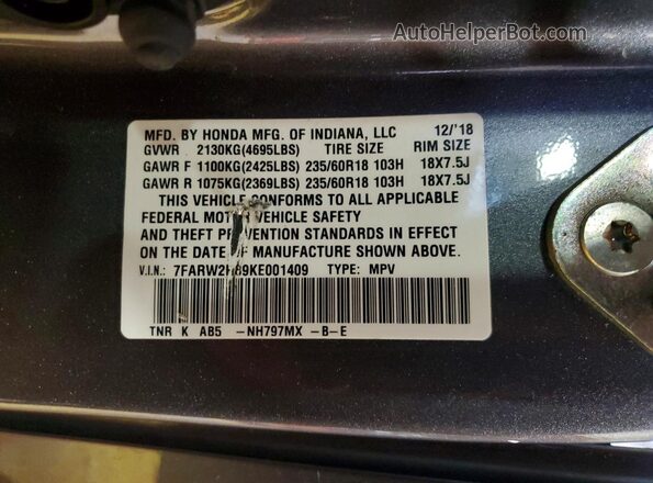 7FARW2H89KE001409 2019 HONDA CR-V White 