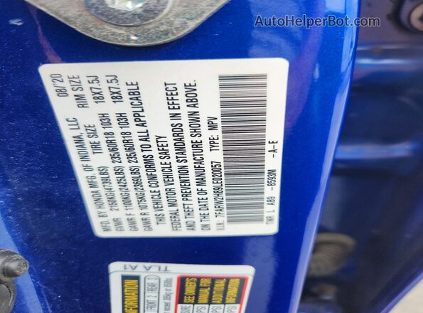 7FARW2H89LE020057 2020 HONDA CR-V Синий 