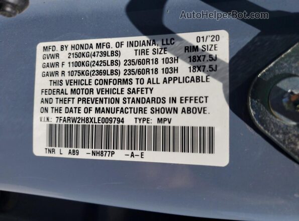7FARW2H8XLE009794 2020 HONDA CR-V Синий 