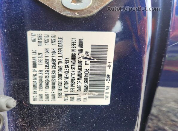 7FARW5H39HE010058 2017 HONDA CR-V Синий Вид наклейки с VIN-кодом