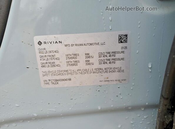 7FCTGBAA0SN040168 2025 RIVIAN R1T Gray Շարժիչի բաժամունքի տեսք
