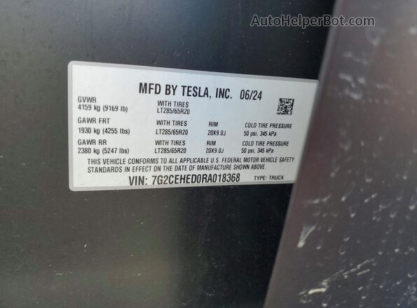 7G2CEHED0RA018368 2024 TESLA CYBERTRUCK Black 