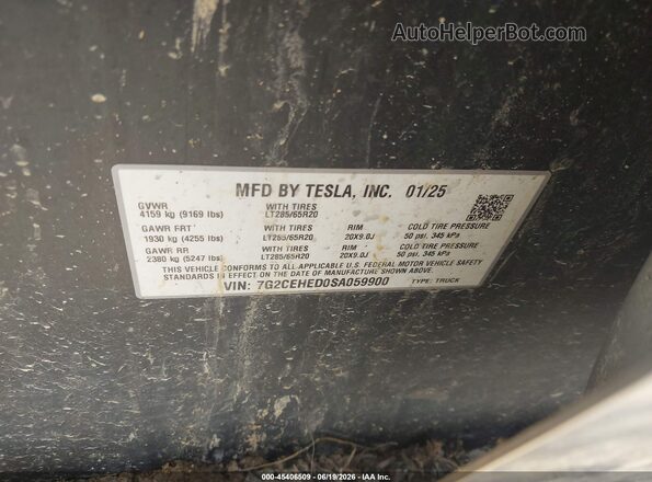 7G2CEHED0SA059900 2025 TESLA CYBERTRUCK Pewter Вид подкапотного пространства