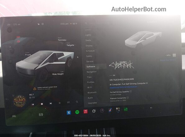 7G2CEHED1RA041609 2024 TESLA CYBERTRUCK Красный Вид задних сидений