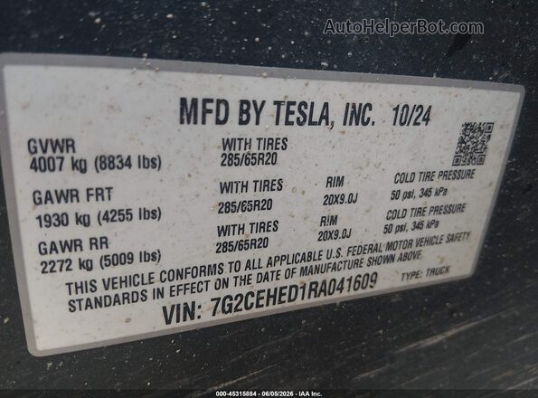 7G2CEHED1RA041609 2024 TESLA CYBERTRUCK Красный Вид подкапотного пространства