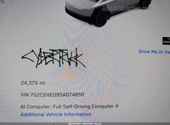 7G2CEHED9SA074850 2025 TESLA CYBERTRUCK Серый Вид задних сидений