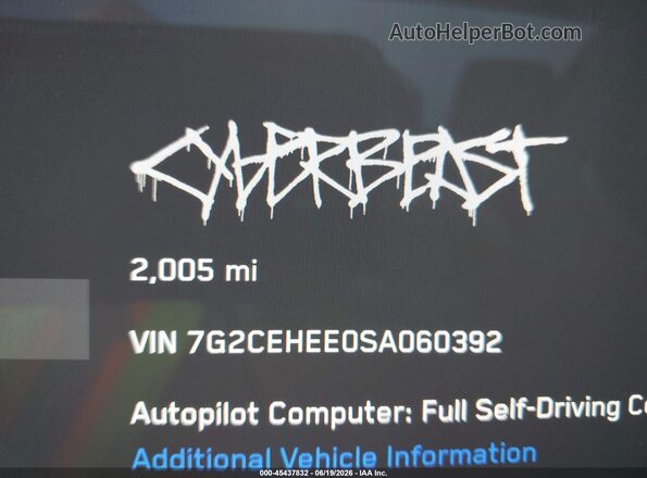 7G2CEHEE0SA060392 2025 TESLA CYBERTRUCK Желто-коричневый 