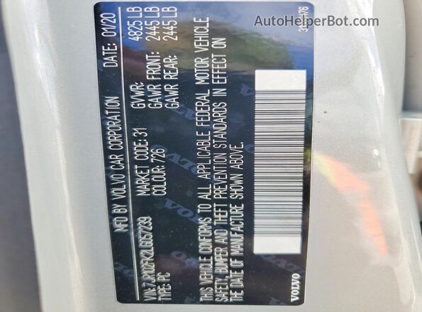 7JR102FK2LG057239 2020 VOLVO S60 Cream Շարժիչի բաժամունքի տեսք
