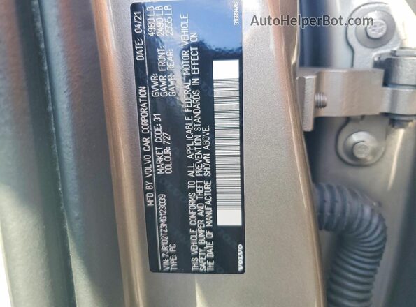 7JR102TZ3MG123039 2021 VOLVO S60 Silver Vista del compartimento del motor