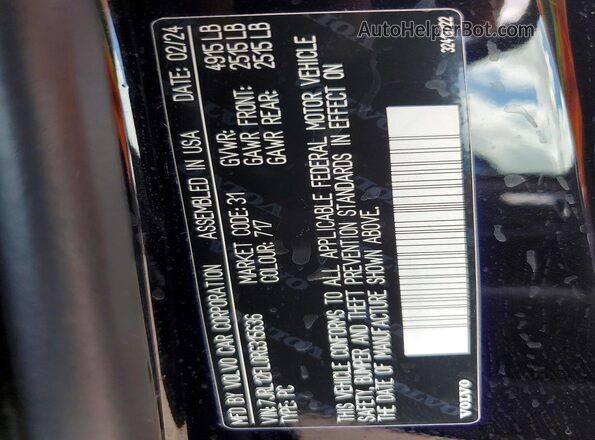 7JRL12FL0RG315636 2024 VOLVO S60 Черный Вид наклейки с VIN-кодом