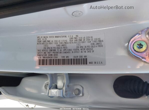 7MMVAADW4SN112684 2025 MAZDA CX-50 HYBRID White Engine compartment view