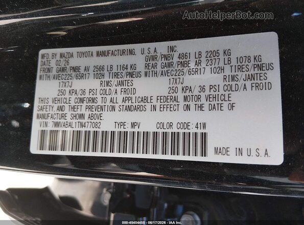 7MMVABAL1TN477082 2026 MAZDA CX-5 Black Вид підкапотного простору