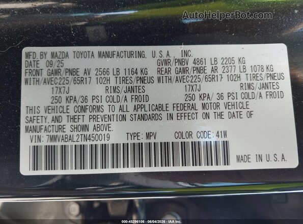 7MMVABAL2TN450019 2026 MAZDA CX-5 Black Vista del compartimento del motor