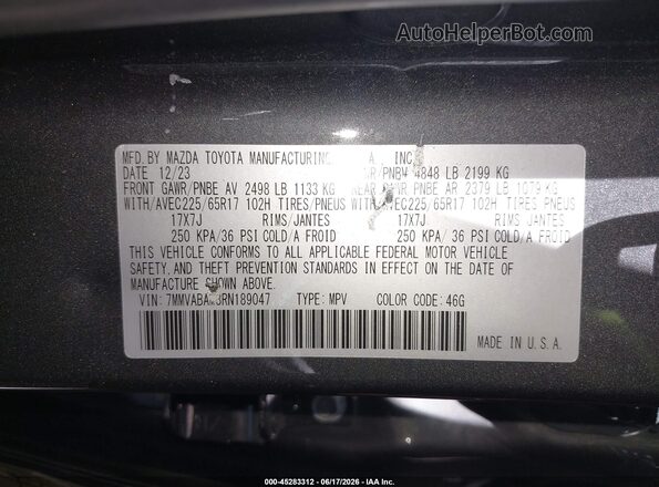 7MMVABAM3RN189047 2024 MAZDA CX-5 Gray Շարժիչի բաժամունքի տեսք