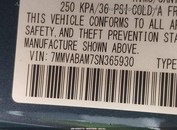 7MMVABAM7SN365930 2025 MAZDA CX-5 Blue Engine compartment view