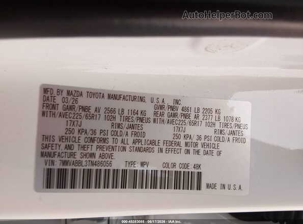 7MMVABBL3TN486056 2026 MAZDA CX-5 White Widok komory silnika