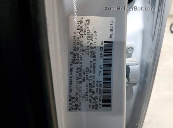 7MMVABBM0SN384964 2025 MAZDA CX-5 White VIN sticker view