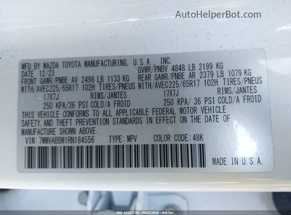 7MMVABBM1RN184556 2024 MAZDA CX-5 Белый Вид подкапотного пространства