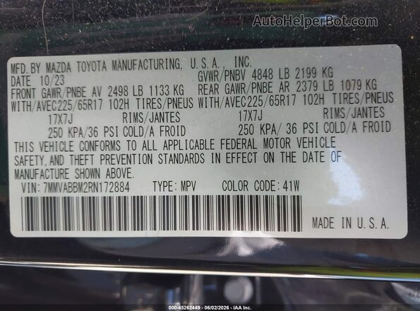 7MMVABBM2RN172884 2024 MAZDA CX-5 Black Вид підкапотного простору