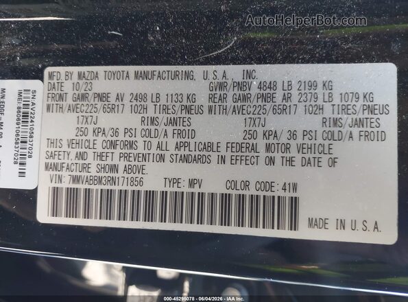 7MMVABBM3RN171856 2024 MAZDA CX-5 Black Вид підкапотного простору