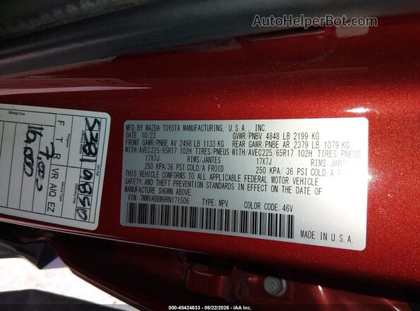 7MMVABBM9RN171506 2024 MAZDA CX-5 Красный Вид подкапотного пространства