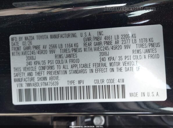 7MMVABDL9TN475639 2026 MAZDA CX-5 Black Շարժիչի բաժամունքի տեսք