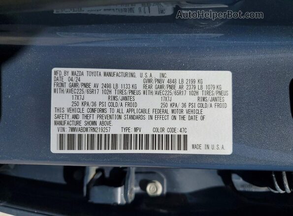 7MMVABDM7RN219257 2024 MAZDA CX-5 Charcoal VIN sticker view