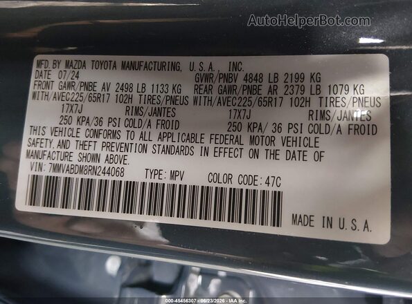 7MMVABDM8RN244068 2024 MAZDA CX-5 Blue Widok komory silnika