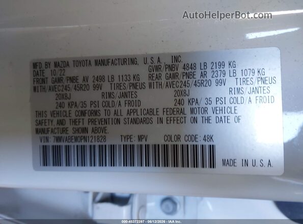 7MMVABEM0PN121828 2023 MAZDA CX-5 White Engine compartment view