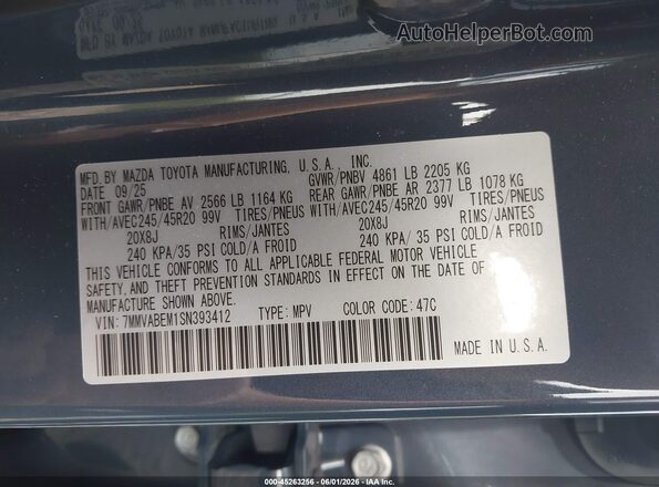 7MMVABEM1SN393412 2025 MAZDA CX-5 Gray Շարժիչի բաժամունքի տեսք