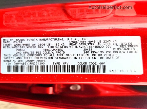 7MMVABEYXRN224390 2024 MAZDA CX-5 Red 