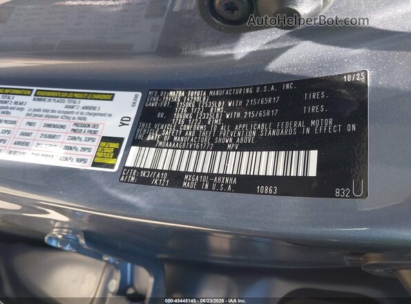 7MUAAAAG8TV161772 2026 TOYOTA COROLLA CROSS Blue Vista del compartimento del motor