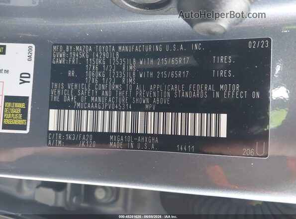 7MUCAAAG3PV045314 2023 TOYOTA COROLLA CROSS Light Blue Вид підкапотного простору