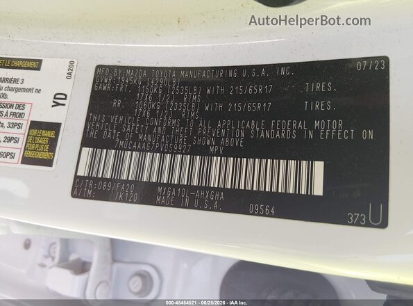 7MUCAAAG7PV059927 2023 TOYOTA COROLLA CROSS Белый Вид подкапотного пространства