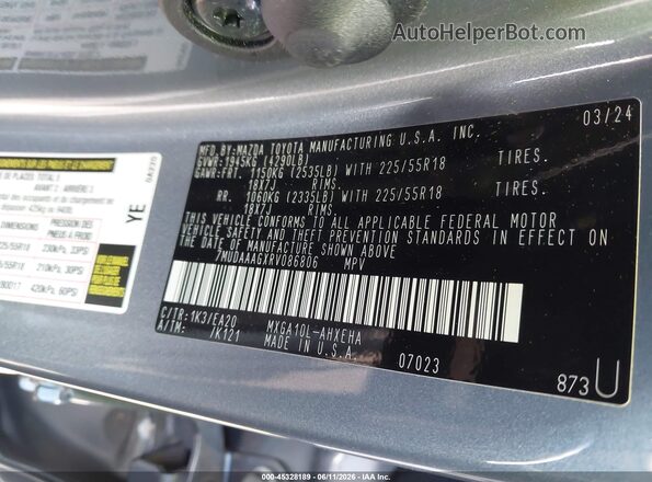 7MUDAAAGXRV086806 2024 TOYOTA COROLLA CROSS Gray Engine compartment view