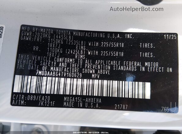 7MUDAABG4TV160629 2026 TOYOTA COROLLA CROSS White ძრავის განყოფილების ხედი