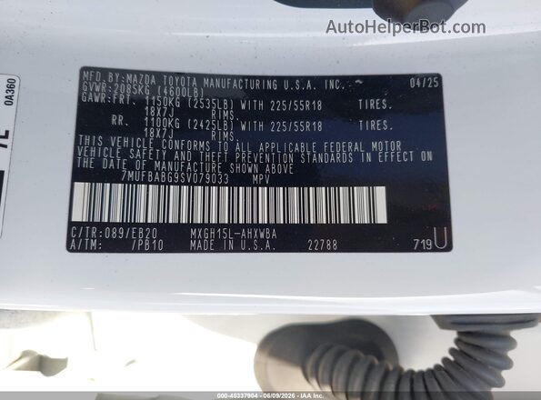 7MUFBABG9SV079033 2025 TOYOTA COROLLA CROSS HYBRID White Widok komory silnika
