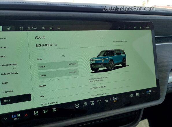 7PDSGCBA7TN081364 2026 RIVIAN R1S Синий Вид щитка приборов