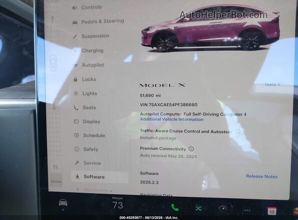 7SAXCAE54PF386680 2023 TESLA MODEL X Синий Вид задних сидений