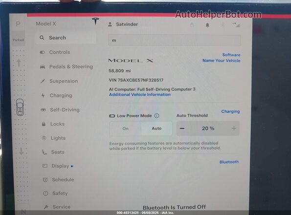 7SAXCBE57NF328517 2022 TESLA MODEL X Черный Вид задних сидений