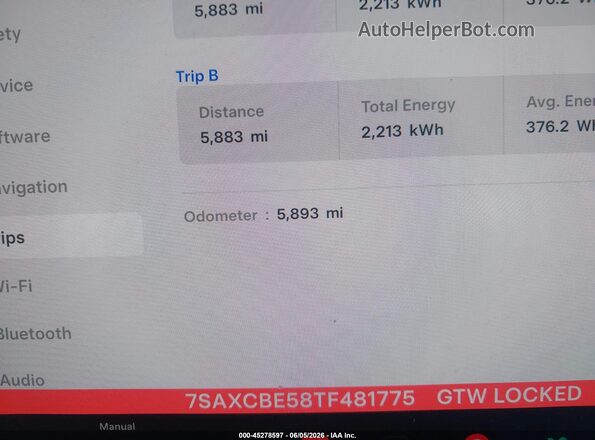 7SAXCBE58TF481775 2026 TESLA MODEL X Silver 