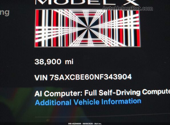 7SAXCBE60NF343904 2022 TESLA MODEL X Черный 