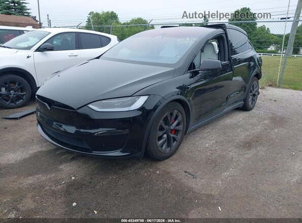 7SAXCBE62RF437093 2024 TESLA MODEL X Black Առջևի ձախ երեք քառորդ տեսարան