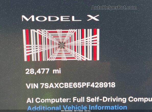 7SAXCBE65PF428918 2023 TESLA MODEL X Burgundy 