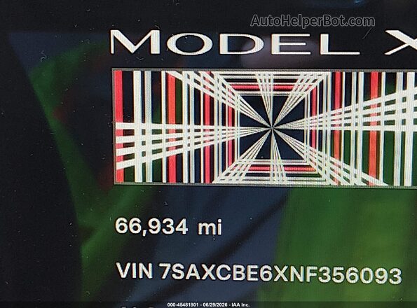 7SAXCBE6XNF356093 2022 TESLA MODEL X Черный Вид задних сидений