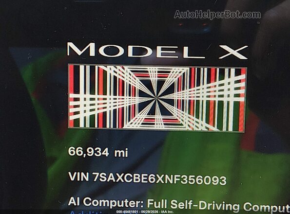 7SAXCBE6XNF356093 2022 TESLA MODEL X Черный Вид задней части салона