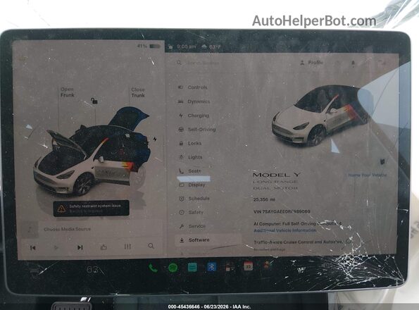 7SAYGAEE0RF989069 2024 TESLA MODEL Y Blue Հետևի նստատեղերի տեսք